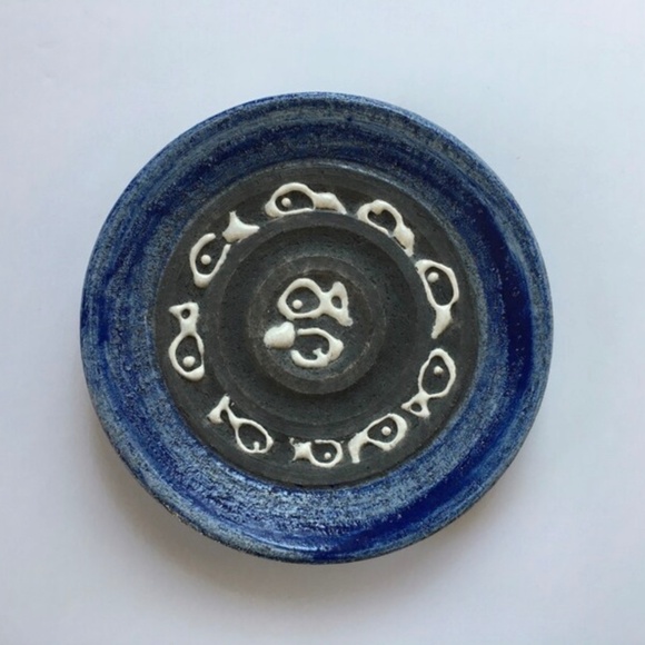 Vintage Mid Century Art Pottery Fish Plate Bitossi Italy Japan Wall Hanging - Picture 1 of 8